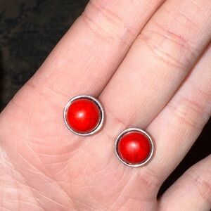 Elegant Red Stud Earrings